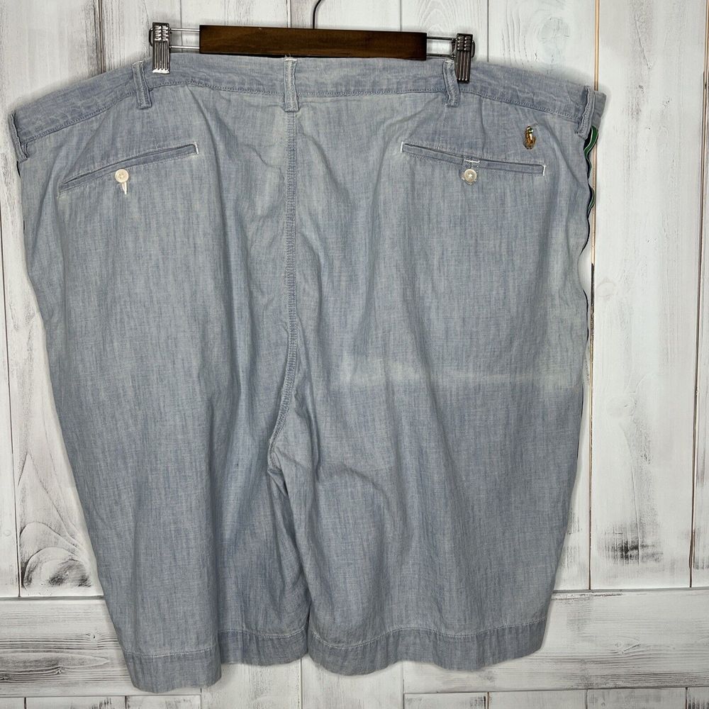 MENS POLO RALPH LAUREN BLUE‎ CHAMBRAY RIBBON TUXEDO STRIPE CHINO WALK SHORTS 50 - Picture 6 of 16